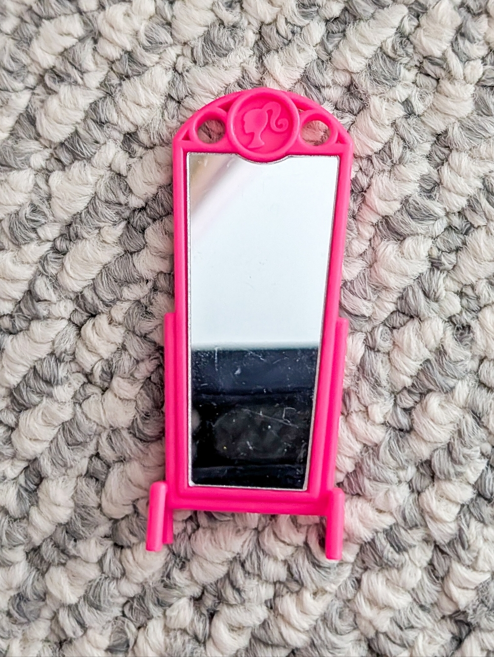 Barbie Miniature 3" Pink Standing Floor Mirror - Dollhouse Accessory Replacement